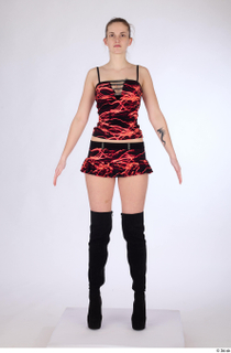 Lexi a-pose black high heels boots dressed flame mini skirt…